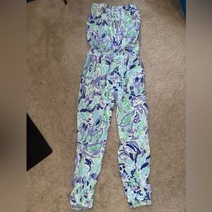 Lilly Pulitzer Lilac Emiko Strapless Jumpsuit Nice Ink XS